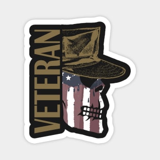 Military Painted American Flag Skull Veteran Magnet