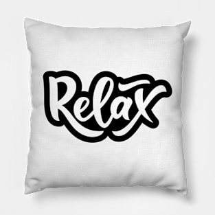 Hand lettering word Relax. isolated. Pillow