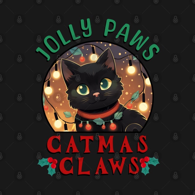 christmas light black cat ,jolly paws catmas claws by legend