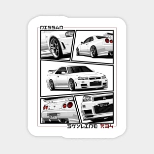 Nissan Skyline r34 GTR White, JDM Car Magnet