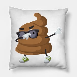 Dabbing cartoon brown piece of shit poop mascot Pillow