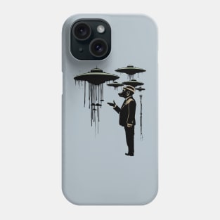 The Dogs in Black: Sci Fi UFO Surrealism Phone Case