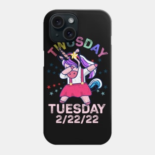 Unicorn Dabbing Tuesday February 22nd Teacher - Happy Twosday 2022 Phone Case