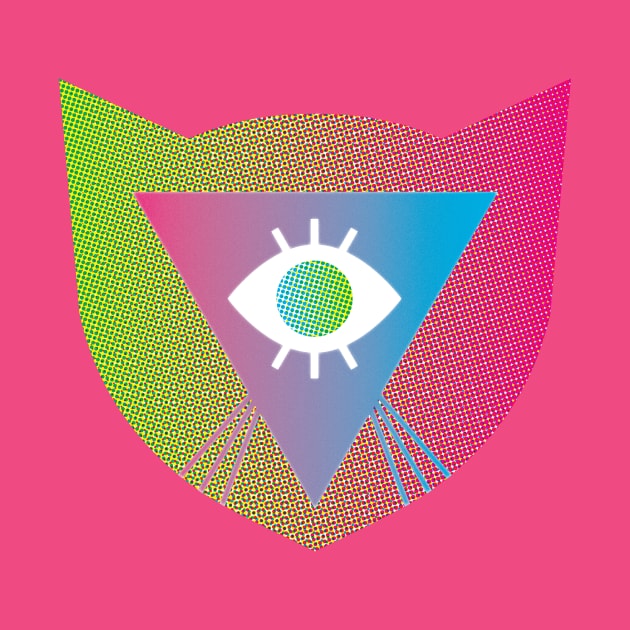 Rainbow Laser Cat Whiskers Evil Eye LGBTQIA2S+ Pink Green Triangle Shield Protection Optical Illusion Illuminati Y2K Graphic Design by TriangleWorship