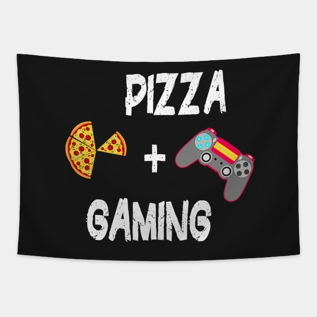 Life is Better with Pizza and Gaming Foodie Gamer Girl Tapestry by PlanetMonkey