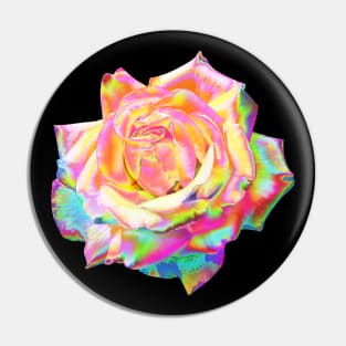 Iridescent Holographic Rainbow Pastel Rose Flower Pin