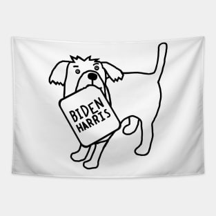 Minimal Dog with Biden Harris Sign Line Drawing Tapestry