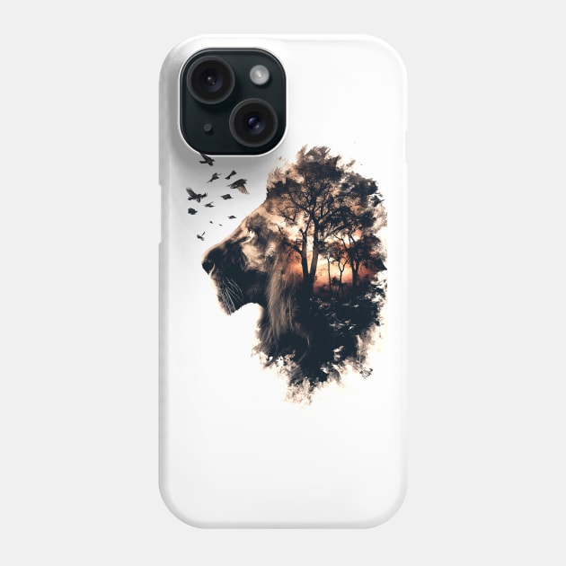 Lion Double Exposure Phone Case by Durro