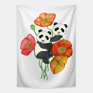 Poppies & Pandas Tapestry