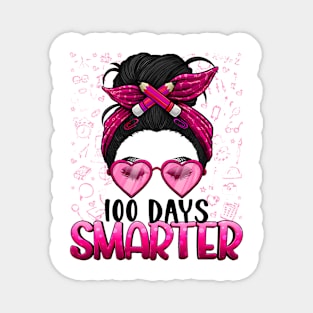 100 Days Smarter Girls Messy Bun Hair 100 Days Of School Magnet