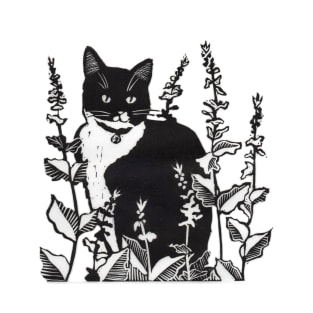 Tuxedo Cat in the Flower Garden T-Shirt