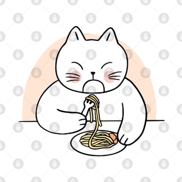 Cat eating spaghetti by Fanu2612