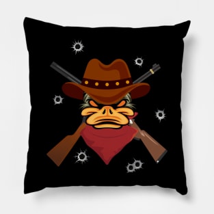 Cowboy Duck - Angry guns Pillow