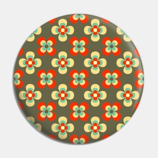 Floral Retro Neck Gator Orange and Blue Retro Floral Pin