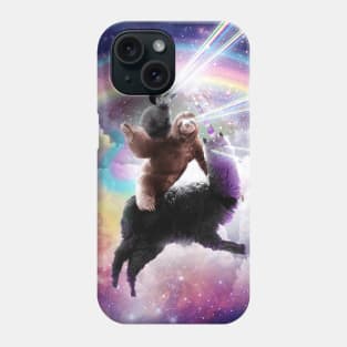 Laser Eyes Space Cat Riding Sloth Llama - Rainbow Phone Case