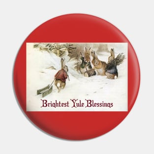 Yule Greetings Rabbits - Beatrix Potter Pin