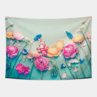 Pastel Peony Flower Garden Tapestry