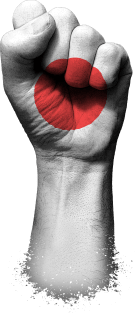 Flag of Japan on a Raised Clenched Fist Magnet