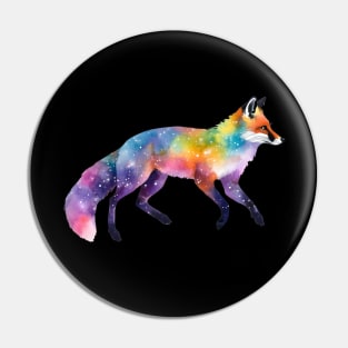 Watercolor Rainbow Galaxy Fox V2 Pin