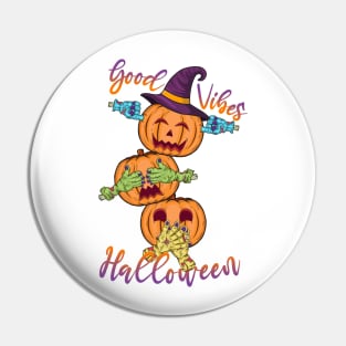 Halloween funny pumpkin head close your eyes, close your mouth Pin