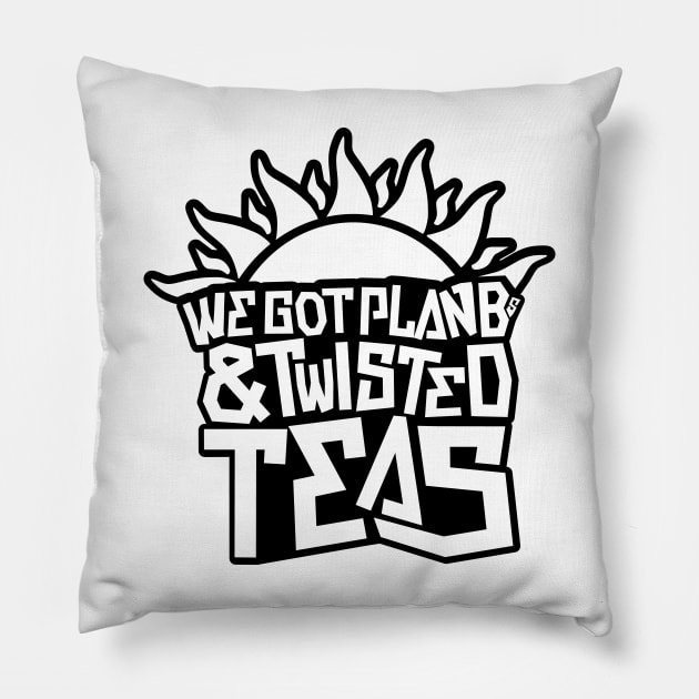 Plan Bs & Twisted Teas - Black Outline Pillow by BonBonDesigns