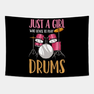 Drummer Girl Drumset Drumming Tapestry