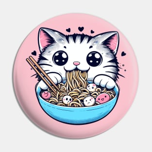 Noodles eated by Kawaii Cat Pin