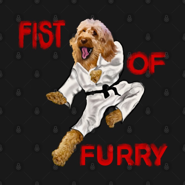 Cavapoo Fists of furry starring Kong fu Cava - Karate - martial arts Cavapoo Cavoodle puppy dog  - cavalier king charles spaniel poodle, puppy love by Artonmytee