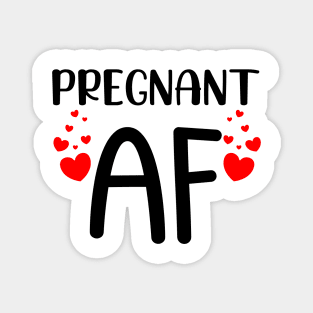 Pregnant AF. Funny Pregnancy Design For Mama To Be. Black and Red Magnet