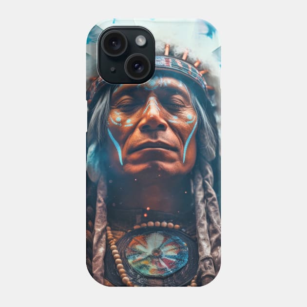 Native Indian Warrior Spirit Fantastic Cosmic Magical Phone Case by Cubebox