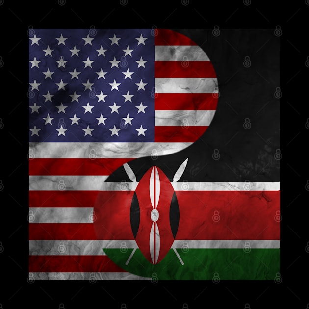 USA and Kenya Dual Flag Yin Yang Combination by Family Heritage Gifts