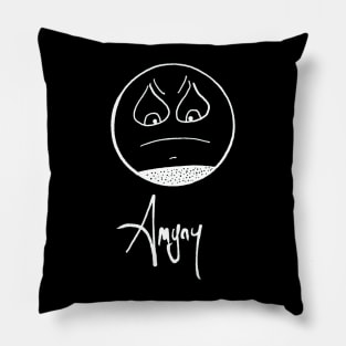 Angry face in white Pillow