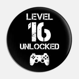 Level 16 Unlocked T-Shirt - 16th Birthday Gift Pin