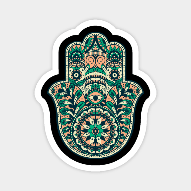 ORNAMENTAL HAMSA HAND abstract gift Magnet by Midoart