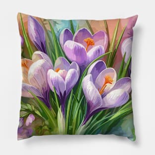 Purple  Crocus Flower Pillow