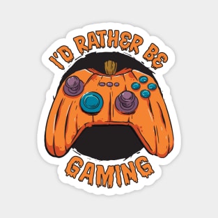 I'd Rather Be Gaming Halloween Pumpkin Controller Funny Gamer Magnet