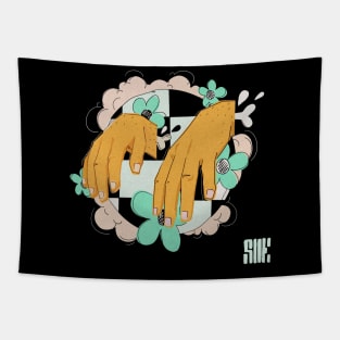 Floral hands Tapestry