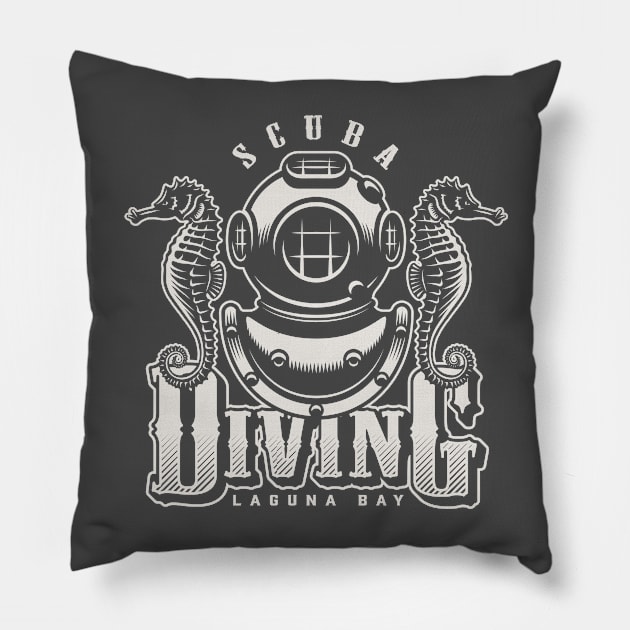 cool scuba diving Pillow by PurPurStudio