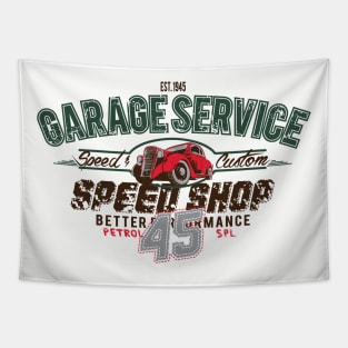 Speed Shop Garage Service Tapestry