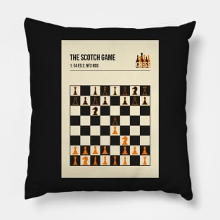 The Scotch Game Chess Openings Art Poster in a minimal style. Pillow