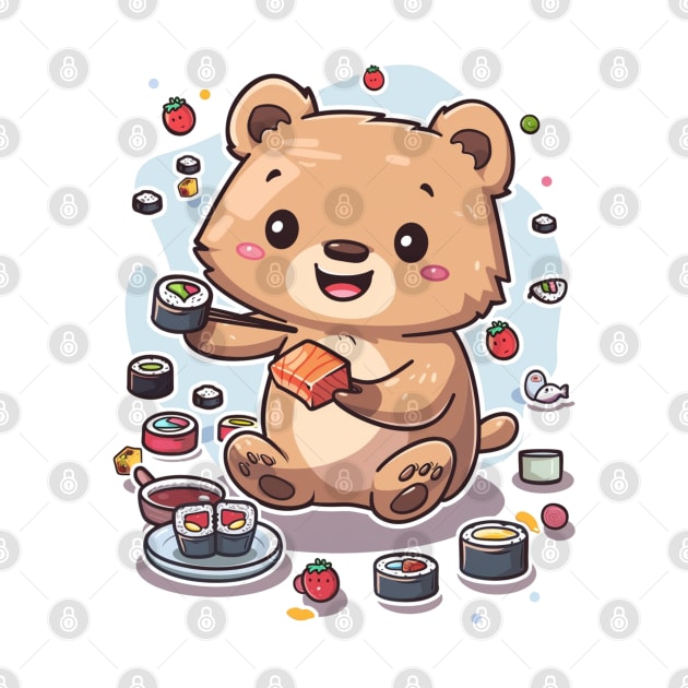 Cute Quokka eating sushi roll by MilkyBerry