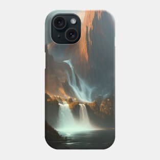 Cascading Shadows: A Majestic Mountain Waterfall Phone Case