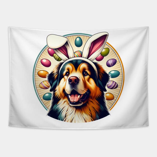 Hovawart Enjoys Easter with Bunny Ears and Vibrant Eggs Tapestry by ArtRUs