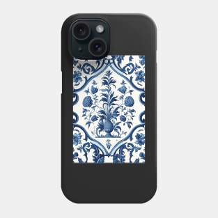 Floral Garden Botanical Print with Delft Blue and White Phone Case