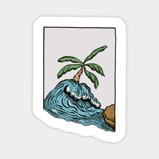 Summer Palm Holiday Sufr Vintage Illustration Magnet