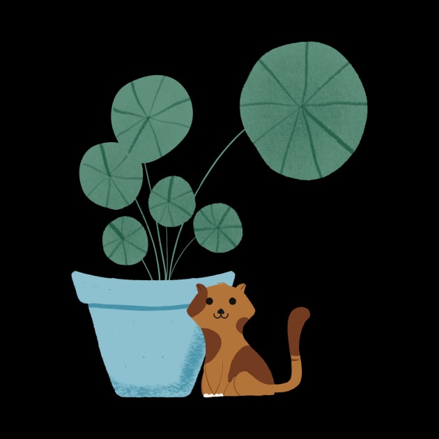 Cat with plant by Nikki_Arts