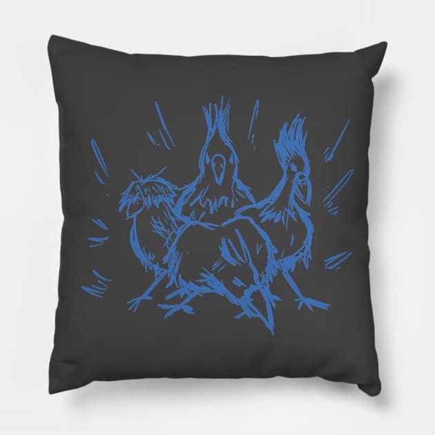 The Bad Birds (Blue) Pillow by Birpy20