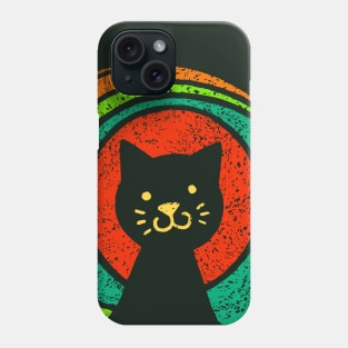 Open Source Cat Face Rainbow Colors On Dark Back Phone Case