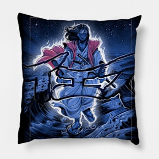 Samurai Jesus Walking On Water Pillow