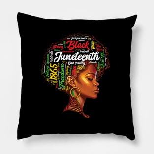 Black History Afro Queen Melanin Word Art Womens Juneteenth Pillow